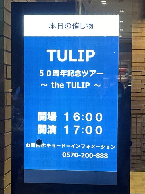 TULIP 50周年記念 ツアーチケット 6/4 東京国際フォーラム