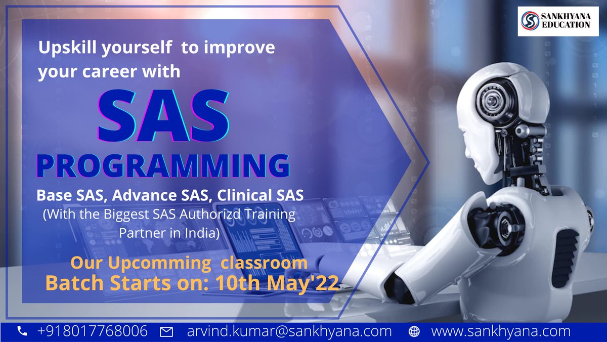 sankhayana's tweet image. Register your interest here:-lnkd.in/dHTHc5Uc
Reach us: +91 8017768006, arvind.kumar@sankhyana.com,sankhyana.com
#SASAuthorizedTrainingPartnerinIndia #Corporates #Students, #education #webinar #learning #upskill #freeevents #sas #BaseSAS #linkedin #linkedinlive