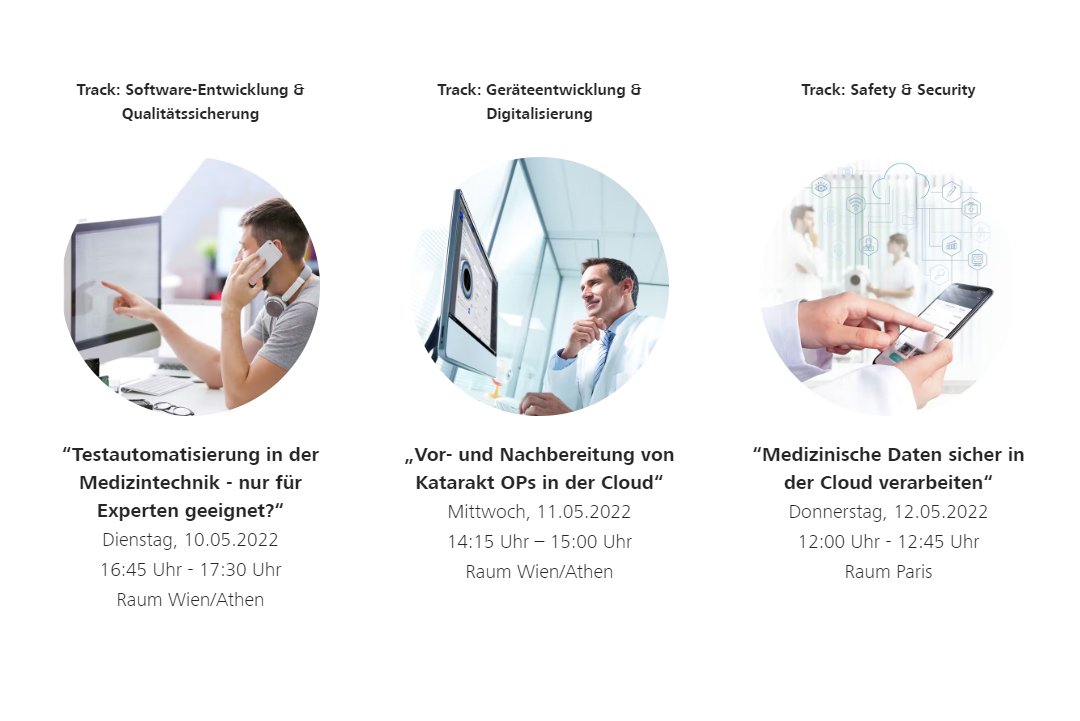 Treffen Sie uns nächste Woche vom 10.-12. Mai auf der <a href="/MedConfMUC/">MedConf</a> 2022: Kommen Sie mit uns an unserem Stand ins Gespräch oder folgen Sie den Vorträgen unserer Kolleginnen und Kollegen zu der Entwicklung von #Individualsoftware im #Healthcare Sektor.

zeiss.de/digital-innova…