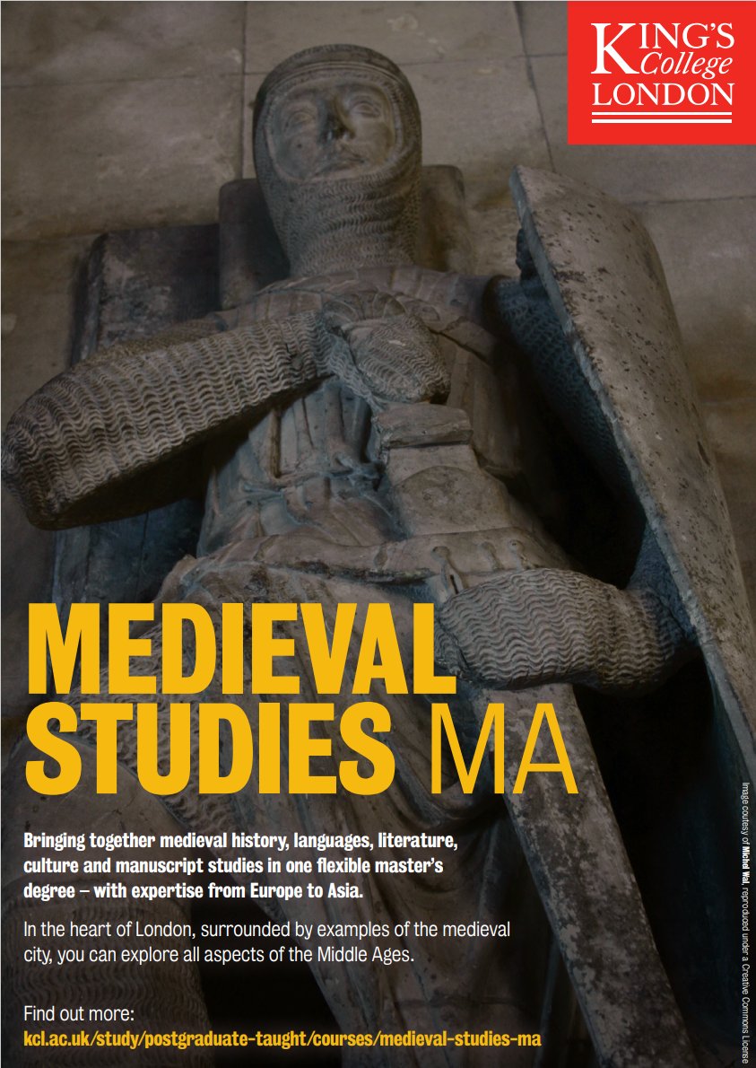 📣 Calling post-graduate students! Would you like to study Medieval Studies at King's? ‍🎓 Find all information here: ow.ly/FQk950J02Hk #MA #Medievalstudies #postgraduate #Medievalstudiesatkings #medievalism