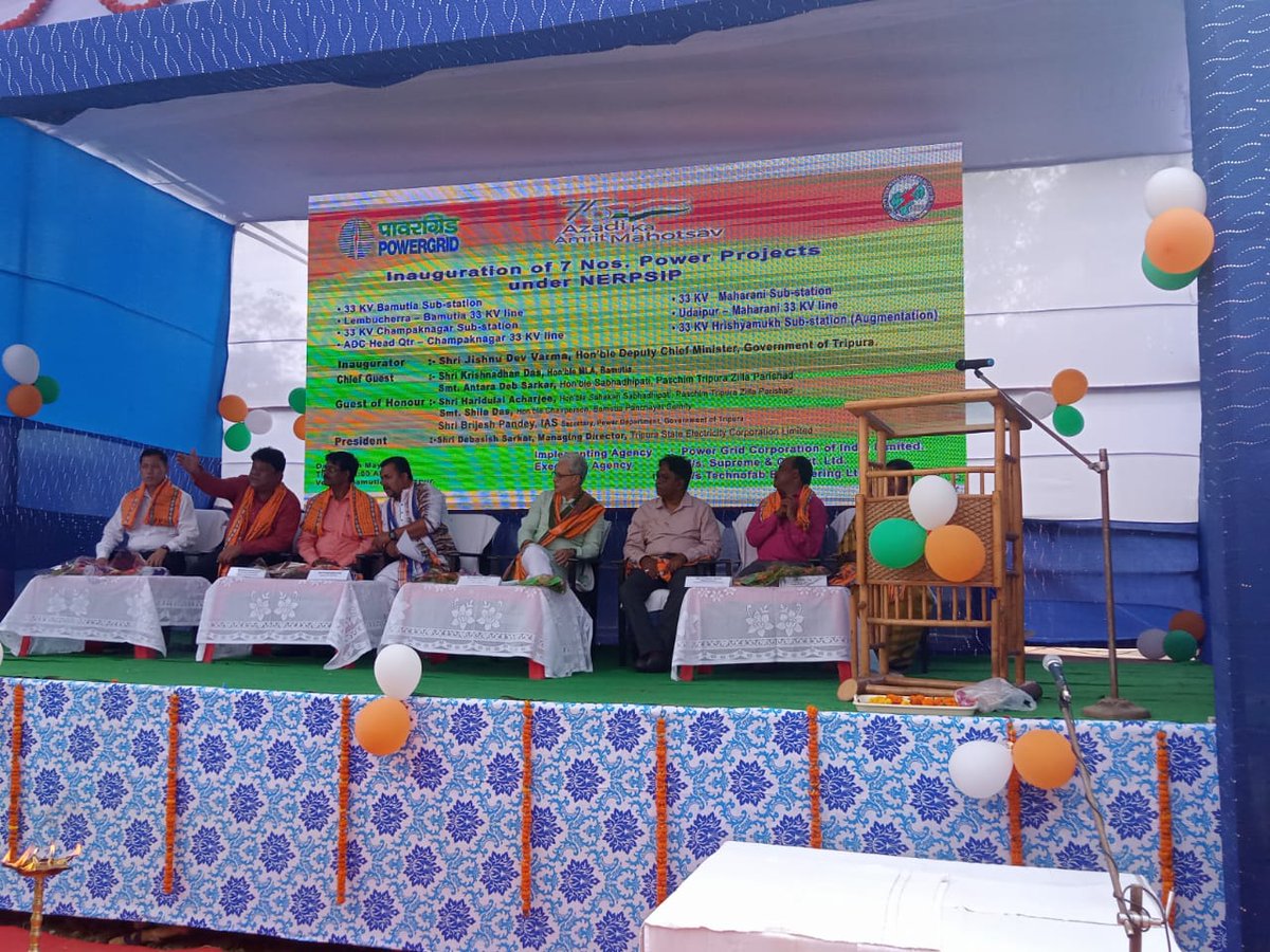 supremeco's tweet photo. Honourable Dy. Chief Minister of Tripura Mr. Jishnu Dev Verma has inaugurated 33kV Substation at Bamutia, Champak Nagar, Rhyshmukh &amp; Maharani and also Bamutia to Lembuchera, ADC HQ to Champak Nagar line Today.
Some memorable moments are being shared herewith. https://t.co/ftUhYB7hVe