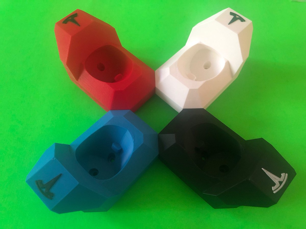 SeriousFishCo's tweet photo. Which color are you choosing? Tesla Charger "Cyber" Cradle (Wall Mount) https://t.co/Wk5kObd2eB #tesla #wallmount #charger #model3 #models #modelx #3dprinted #teslamodel3 #cybertruck https://t.co/prvFWzB6AW