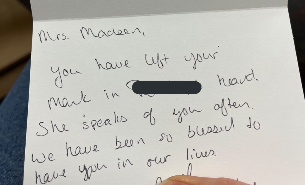 A former student dropped by with a note this morning—cue the happy tears ❤️🌻🥲 #teacherappreciation 

<a href="/hecorleyelem/">H.E. Corley Elem</a> #HECmontessori #HECLeads #teacher #education #teach <a href="/LexRich5Schools/">Lex-Rich 5 Schools</a> #d5heartwork