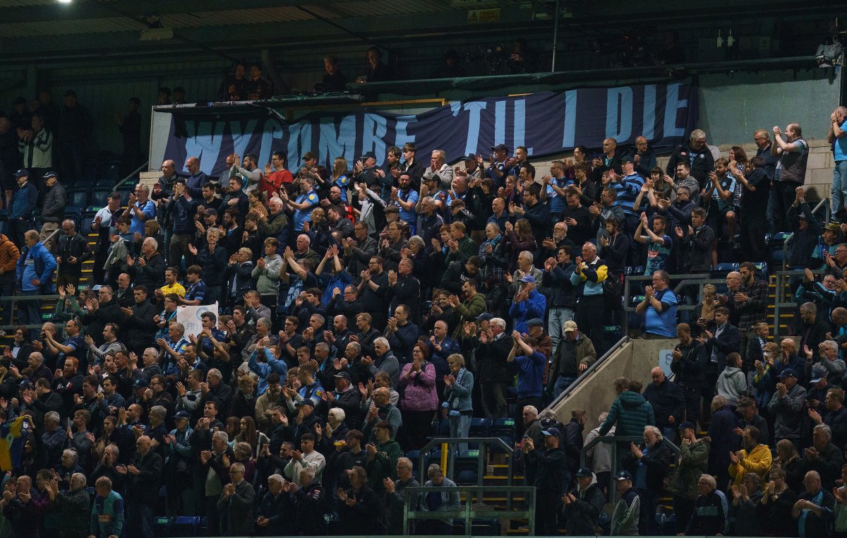 wwfcofficial's tweet photo. Adams Park is still absolutely bouncing.

Ready to do it all over again on Sunday?

#WYCvMKD https://t.co/1GivfFYbfU