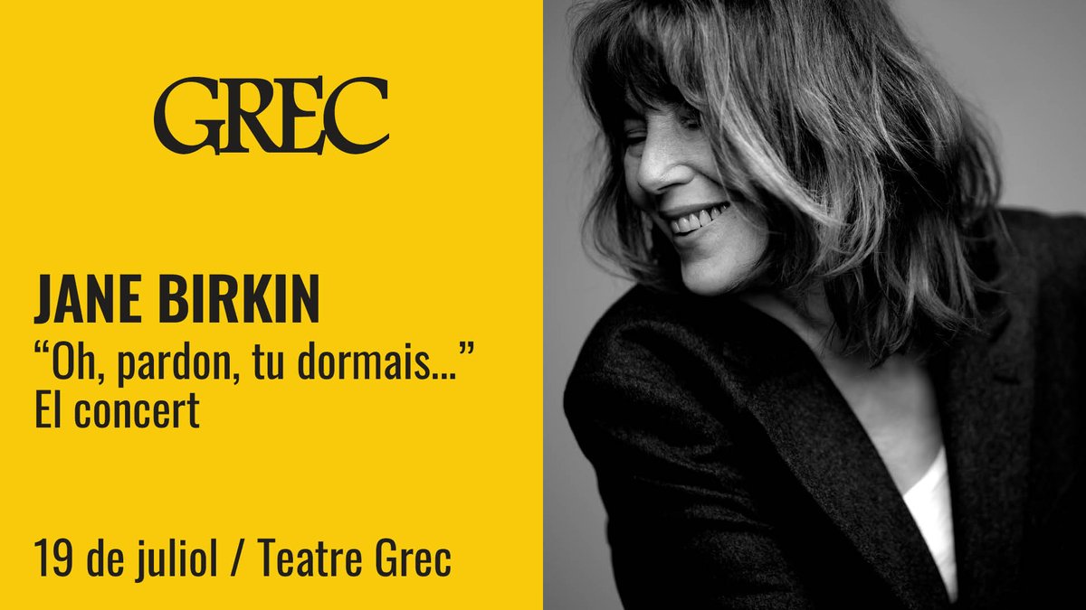 El 19 de julio <a href="/JaneBirkinOff/">Jane Birkin</a> en el Teatre Grec de Barcelona presentando su disco "Oh, pardon, tu dormais...", producido y co-escrito con <a href="/etiennedaho/">Etienne Daho</a>. Una delicia de canciones nuevas, además de poder escuchar los clásicos de Serge Gainsbourg. Entradas: festivalgrec.koobin.cat/jane-birkin