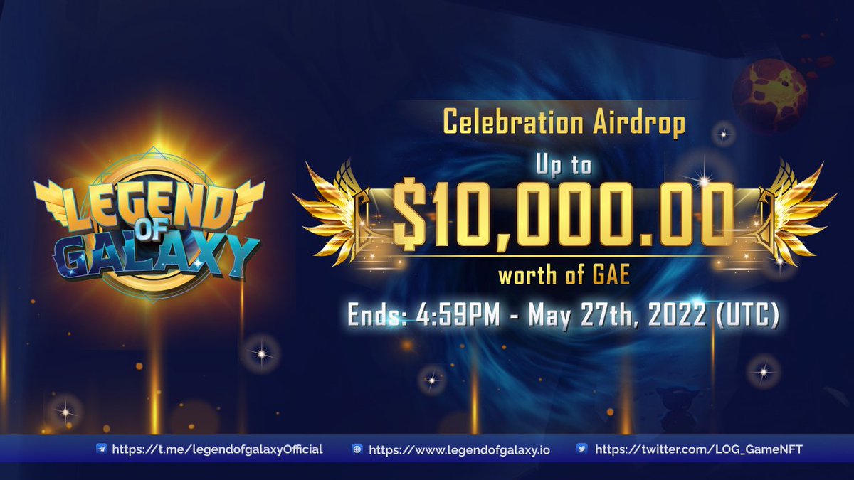🎉 Join Legend of Galaxy Celebration #Airdrop

Up to $10,000 is given away
🎁 Top Referral: $50
🎁 Random Winner: $5
🏆 UNLIMITED winners, prizes is given until pool runs out.

Details 👉 legendofgalaxy.substack.com/p/legend-of-ga…