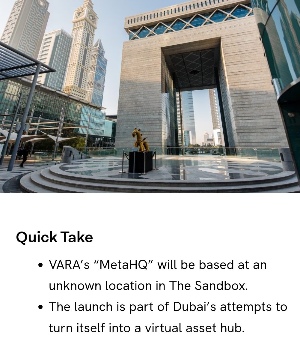 BidiBididia's tweet photo. Autoritățile din Dubai au deschis un #metaHQ în #Sandbox .
Guvernul încearcă să transforme Dubaiul într-un hub pentru active virtuale și economia digitală.
Deja au atras companii mari precum #Bybit și #ThreeArrowsCapital https://t.co/CpT0Yxbq4v