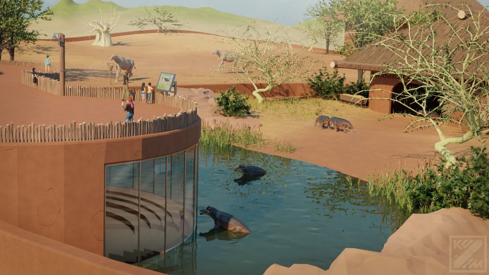 kuzim_za's tweet image. Scenes from my #palezoo entry.
featurinng the Struthiocephalus habitat and adjacent Paraceratherium enclosure