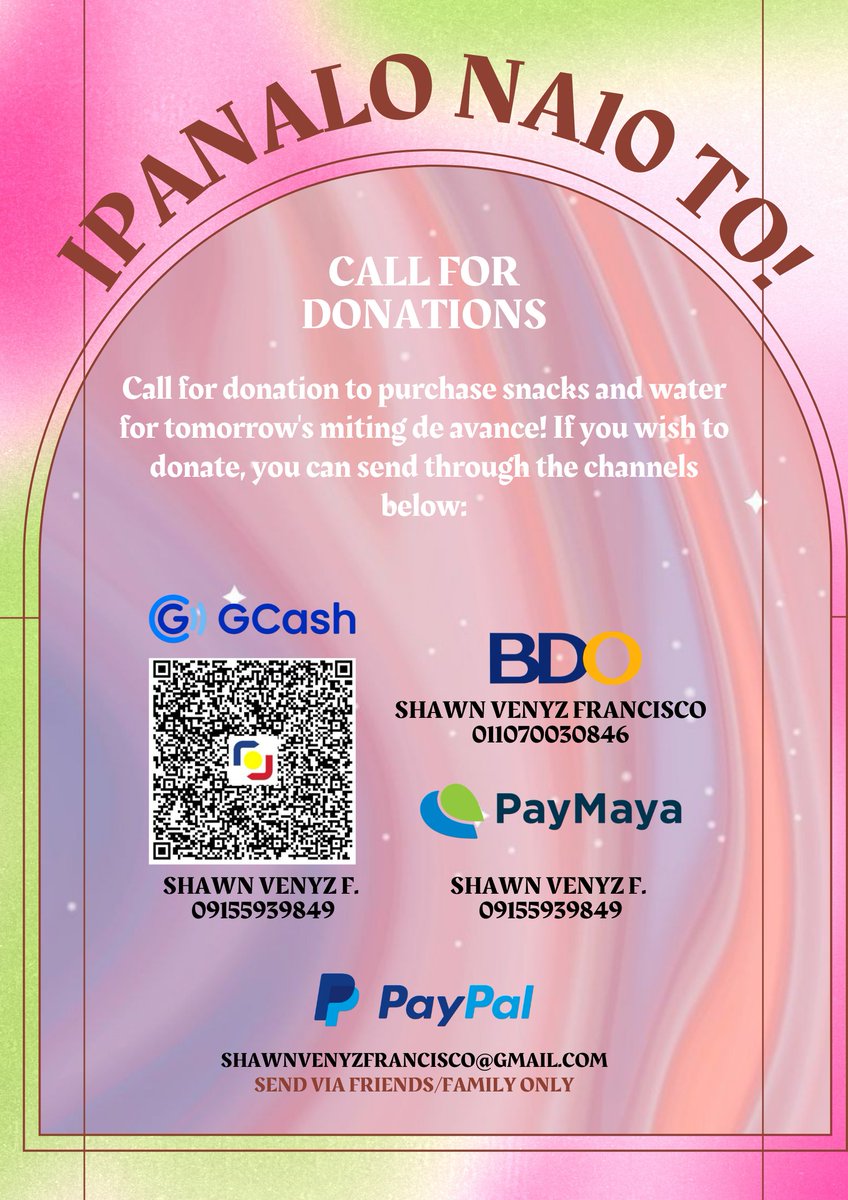 yupsheskitten's tweet photo. Hello po! @a6ovecrewmnl is going to attend the MITING DE AVANCE rally tomorrow and we are going to distribute snacks to other attendees. 

You can donate or sponsor here via the channels below!

WILL POST TRANSPARENCY REPORT AND RECEIPT AS USUAL PO GAYA NG LAGI NATING GINAGAWA! https://t.co/aU1Bk7A7ct