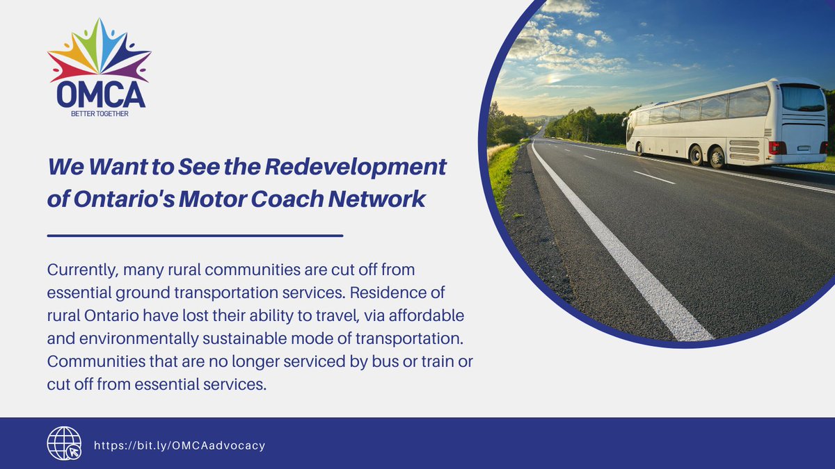 OntMotorCoach's tweet photo. Motor Coaches provide Ontario resident's with an affordable, safe, &amp; environmentally responsible way to connect. @OmarAlghabra, we are asking that a 5% carve-out of the Public Transit investment be used to help our industry provide this essential service. #BetterTogether https://t.co/gFwzjVg35x