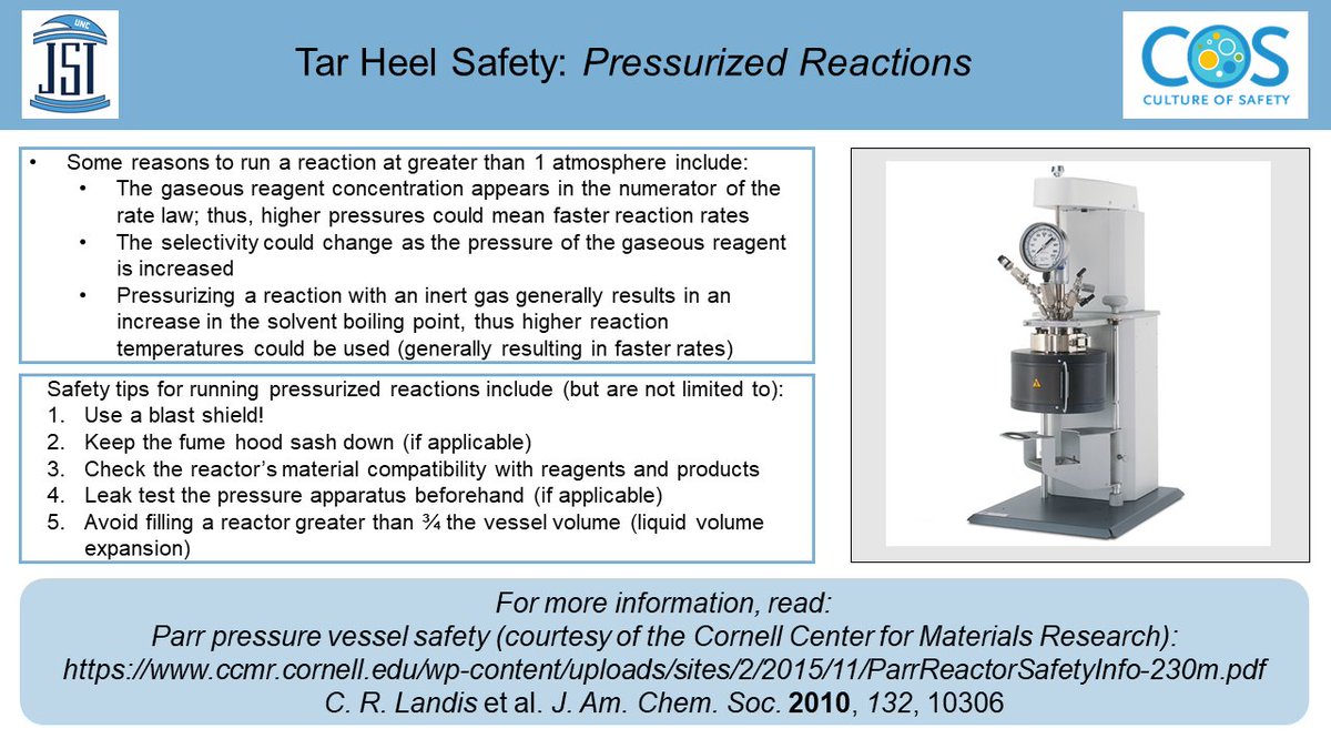 Happy First Friday! If you are working with pressurized reactions, here are some safety tips in the infographic below 👇. #labsafety #compliance