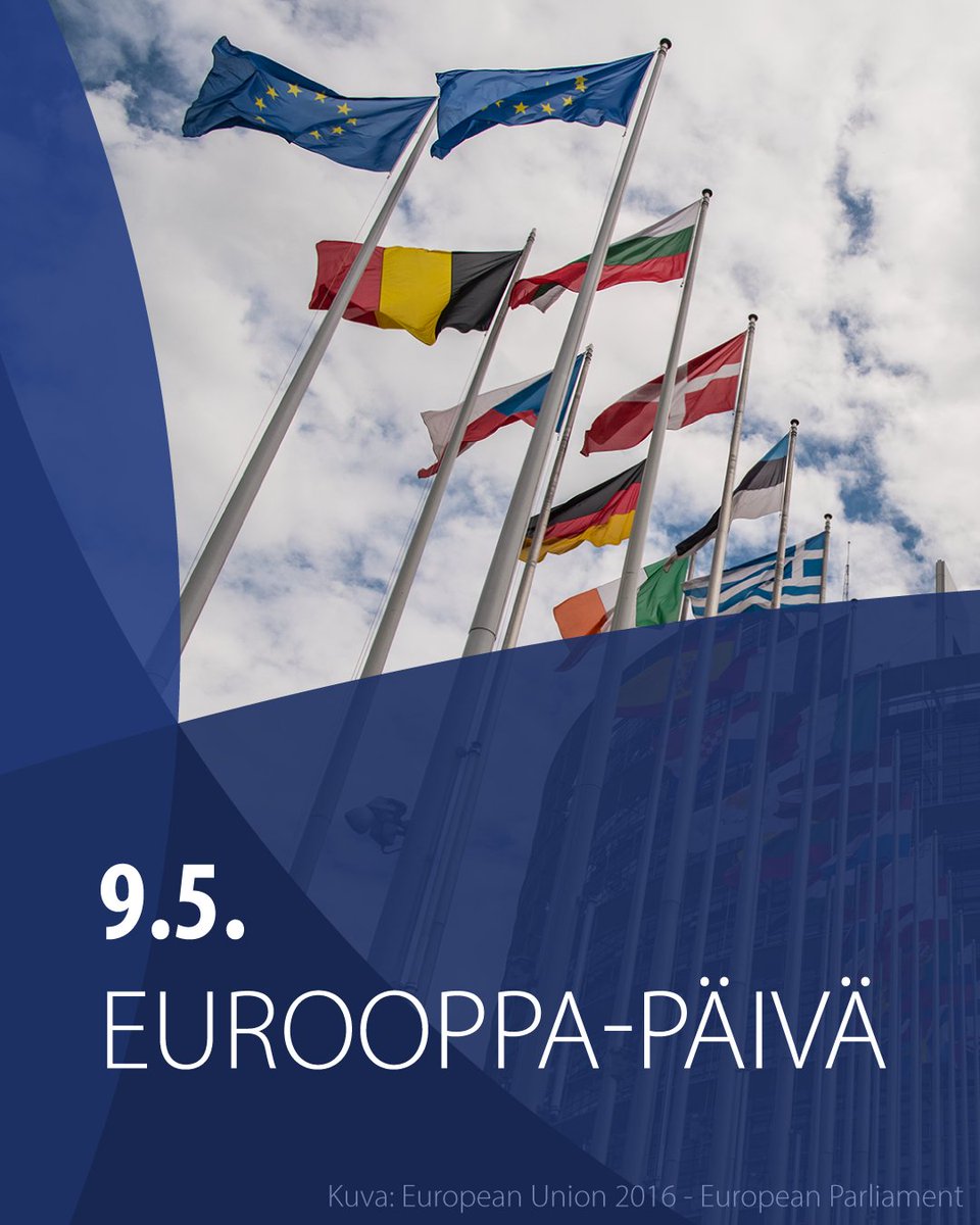 Hyvää Eurooppa-päivää! 🇫🇮🇪🇺

Eurooppa-päivä on Euroopan rauhan ja yhtenäisyyden päivä, joka on yksi EU:n symboleista.

EU on eurooppalainen rauhan, vakauden ja vaurauden projekti, jonka kaiken toiminnan perusta ovat demokratia, oikeusvaltioperiaate sekä perus- ja ihmisoikeudet.