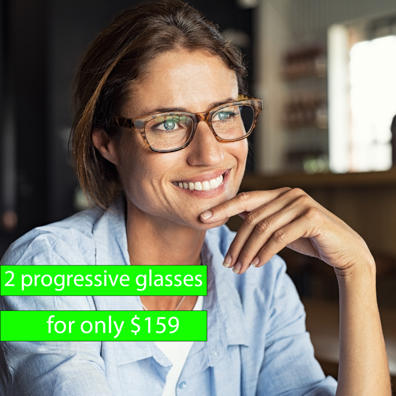 brillenusa's tweet photo. Get 2 pairs of progressive glasses for only $159 now in our limited time offer. Make an appointment with local optician on our website now!