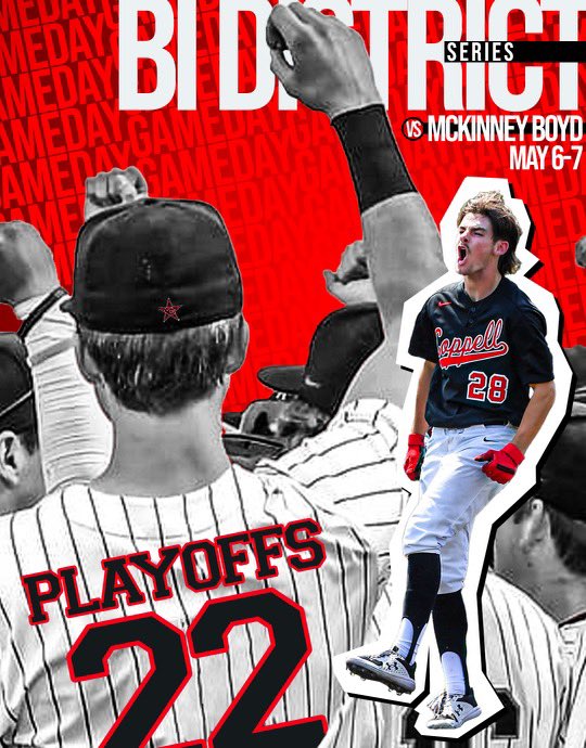 Round 1 of playoffs starts tonight vs McKinney Boyd.

G1: Fri, 5/6 @ Boyd, 7:30
G2: Sat, 5/7 @ Home, 12:30
G3: Following G2 if necessary 

G1 🎟👉 events.ticketspicket.com/agency/0d871d1…

Let’s make some noise! <a href="/CHS_Fans/">CHS Student Section</a> <a href="/CoppellSports1/">Coppell ISD Athletics Dept</a> <a href="/CoppellHigh/">🏫 Coppell High School 📚</a> @Coppellisd <a href="/CheerCoppell/">Coppell Cheer</a> 

#BTB🔥 #NORETREAT