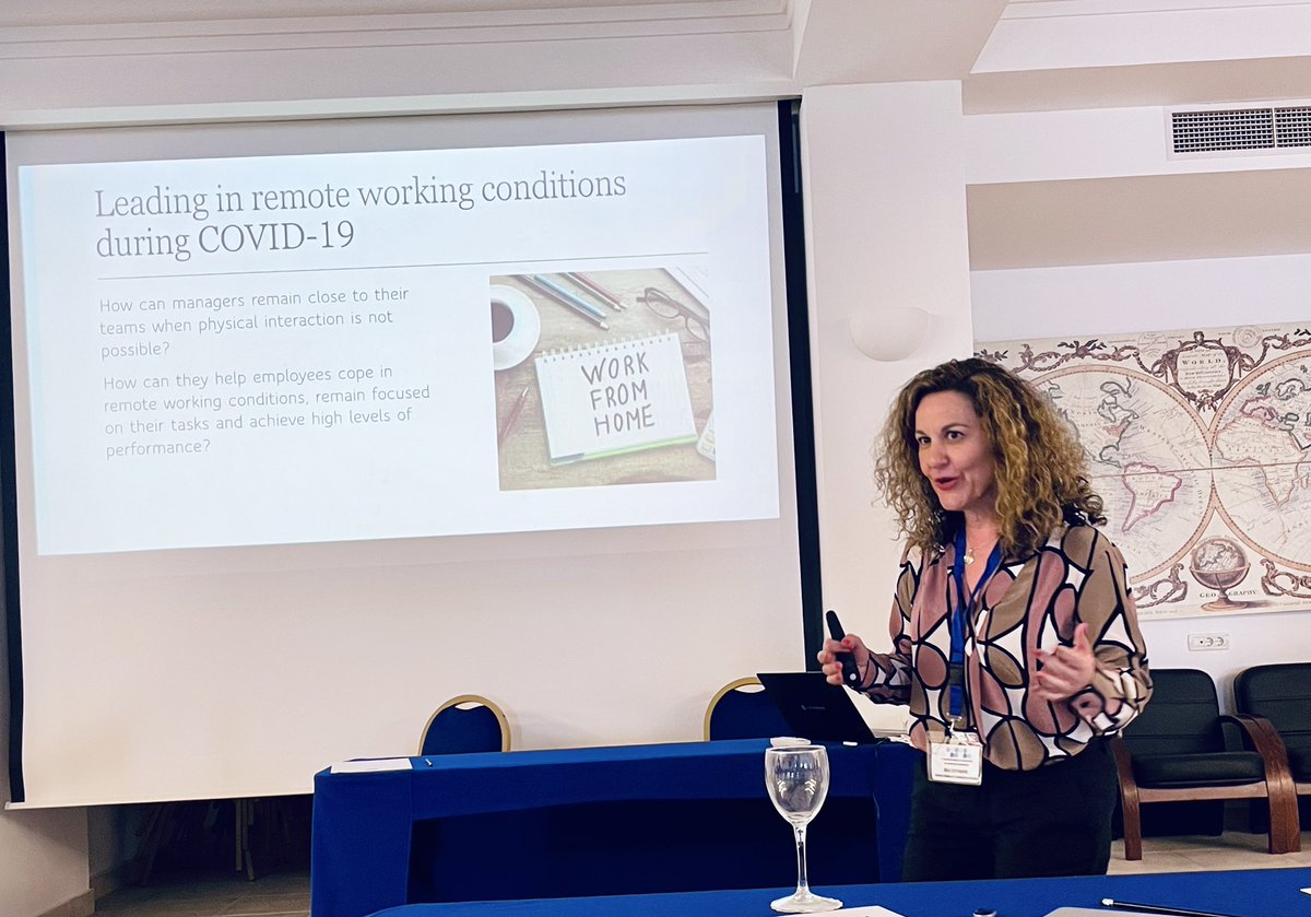 FabiolaGerpott's tweet photo. Physical #remote #leaders can still be perceived as close - but which leadership behaviors help to reach this goal? 

Olga Epitropaki is not only an amazing convener &amp; organizer of the #5thIPLS conference but also presents really interesting insights on this topic! https://t.co/gCmEXsUpQf