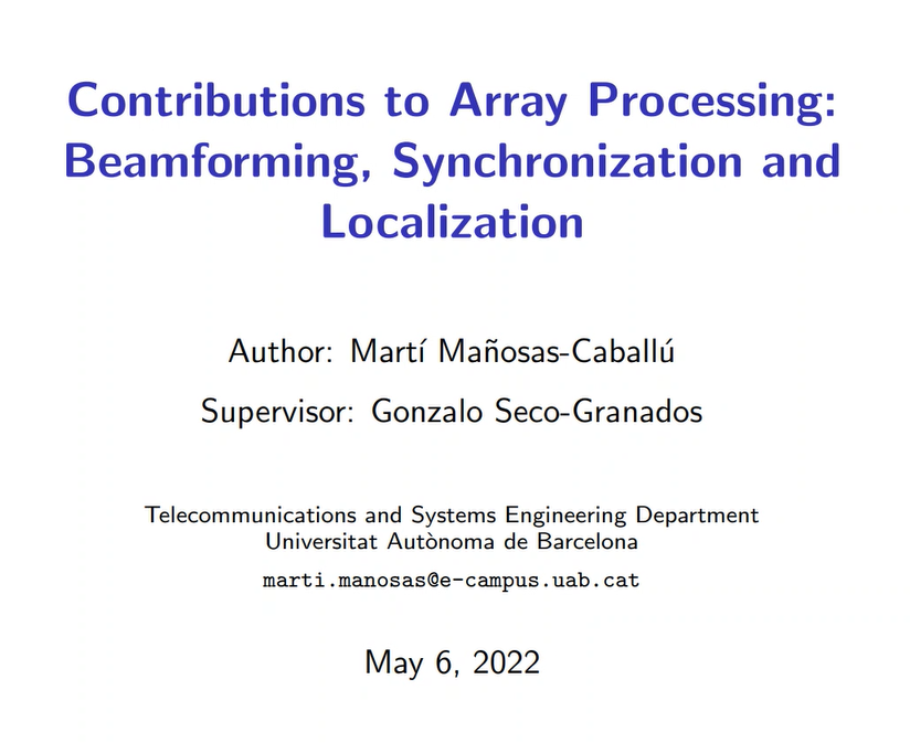 SimonaLohan's tweet image. Excited to be a part of #PhD comission for the #Dissertation of Marti Manosas-Caballu on #arrayprocessing #localization #synchronization #beamforming