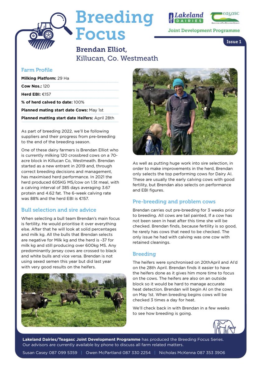 Breeding Focus 2022: Brendan Elliot, Killucan, Co Westmeath. 

See below the plan for the second of our Breeding Focus farmers ahead of breeding on his farm. 

Brendan details his:
✔️Breeding targets. 
✔️Pre-breeding protocols.
✔️Breeding season schedule.