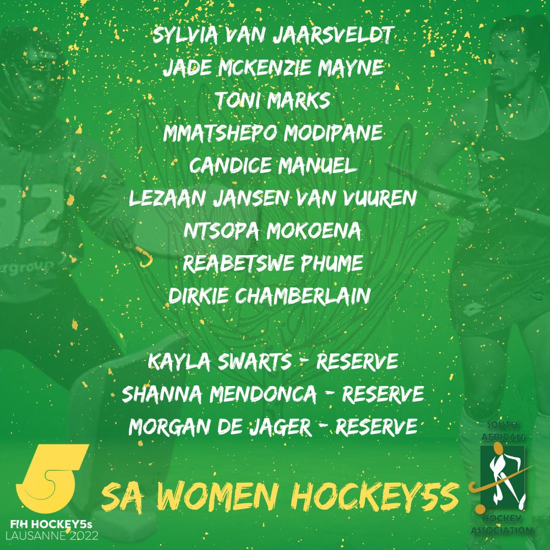 [SQUAD ANNOUNCEMENT] Inaugural SA Womens Hockey5s Squad Announced for @FIH_Hockey first ever senior Hockey5s event in Lausanne. Read more on SAHockey.co.za #Hockey5s #HockeyInvites