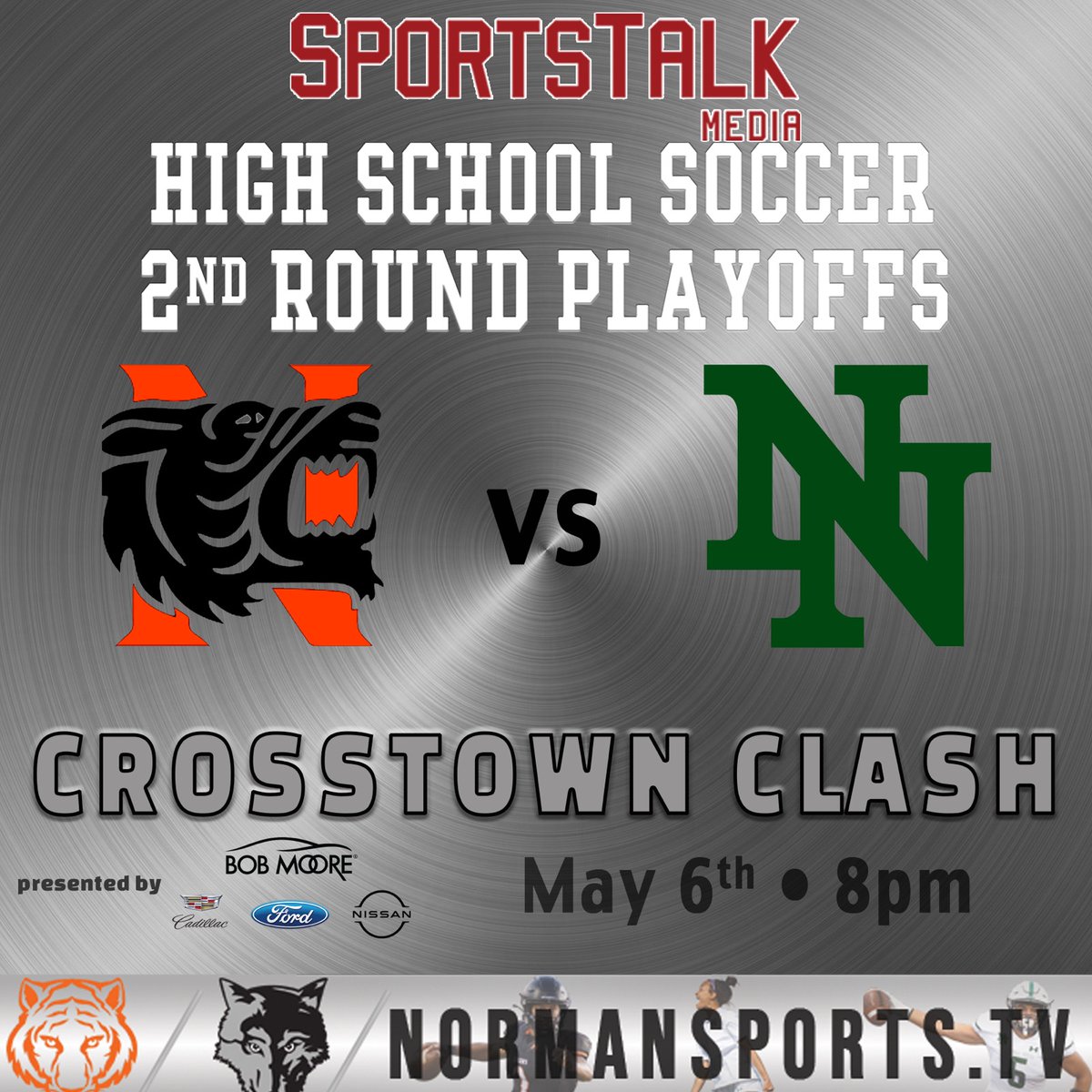 Crosstown Clash at Norman North tonight for a berth to the 6A semifinals. Game will be streamed live on normansports.tv 

🆚Norman North
🏟️Bryan Young Memorial Field
⏲️8:00pm
💻normansports.tv
#okpreps