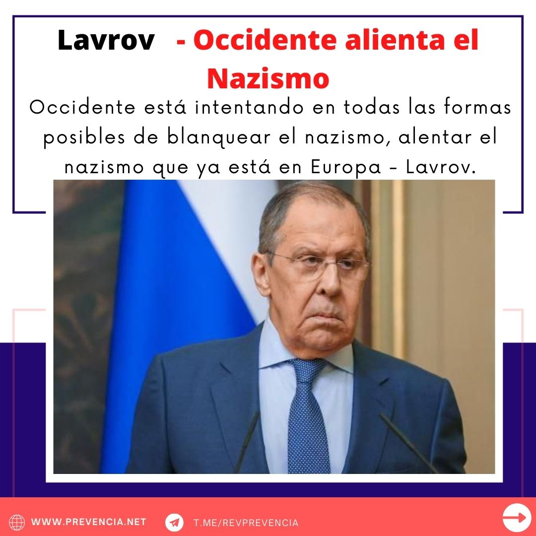 RevPrevencia's tweet photo. Occidente está intentando en todas las formas posibles de blanquear el #nazismo, alentar el nazismo que ya está en #Europa - #Lavrov.

.
.
.
#prevencia
https://t.co/vbOhHo2rNl https://t.co/jpxn4x80Lv