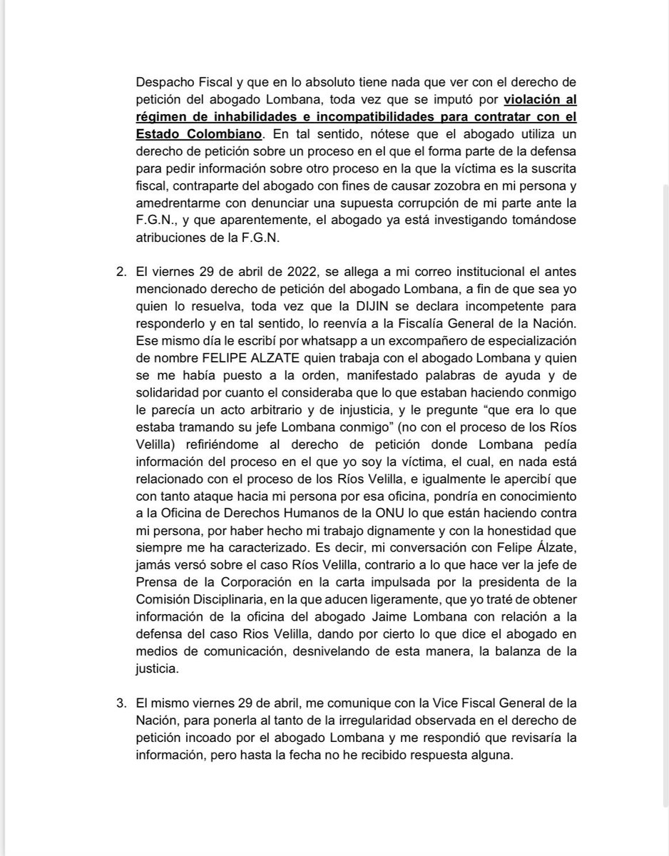 alazamo123's tweet image. Apreciada Comision, @CNDJ_Col me están sometiendo al escarnio público, violando mi debido proceso, publicando una tentativa de proceso disciplinario prejuzgando sin previa investigación. He allí mi escrito el cual radicare hoy, el cual adjunto: