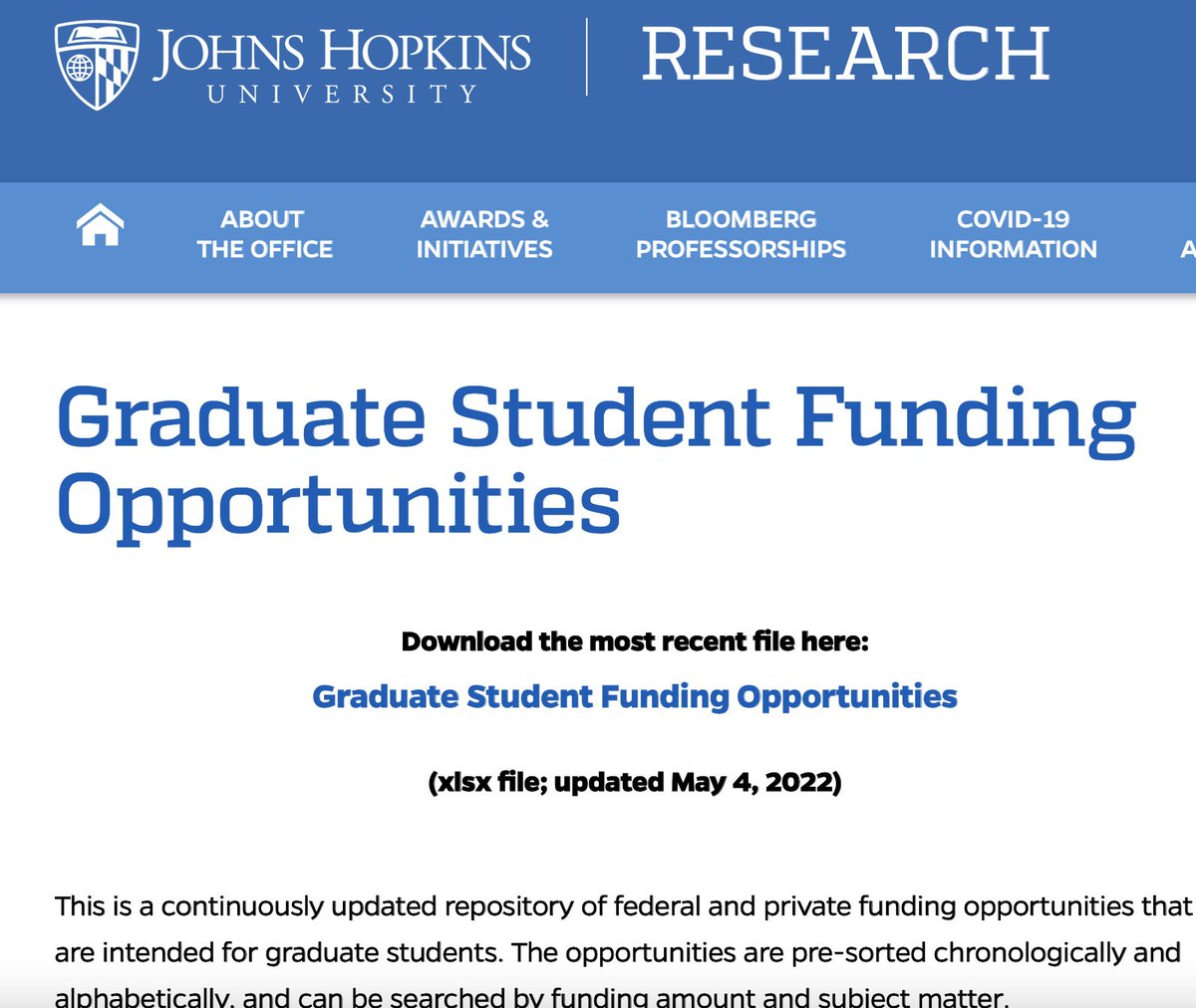 deniswirtz's tweet photo. We just posted our updated database of PhD fellowships.

This database lists 200 fellowships w/ description of the fellowship, deadline, $ amount, and eligibility criteria. 

Download it here: https://t.co/1h76jJrKQv https://t.co/zNUwxjK1bZ