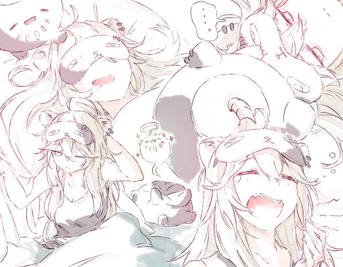 たまに描きたくなるねむねむホロメンらくがき
ししろん&寝顔を見ようとしたSSRB 