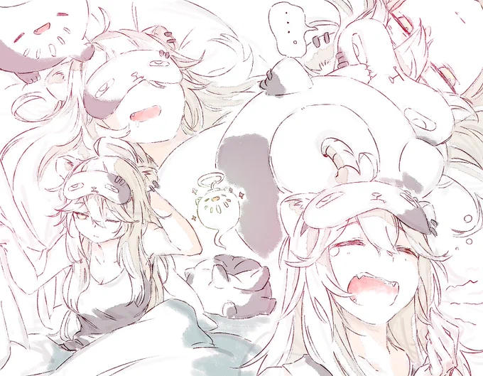 たまに描きたくなるねむねむホロメンらくがき
ししろん&寝顔を見ようとしたSSRB 