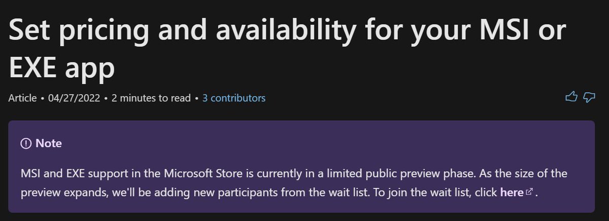 ほぉ～～んと、いつになったらMicrosoft Storeのデスクトップアプリ配信正式版になるのかなぁ～ docs.microsoft.com/en-us/windows/…