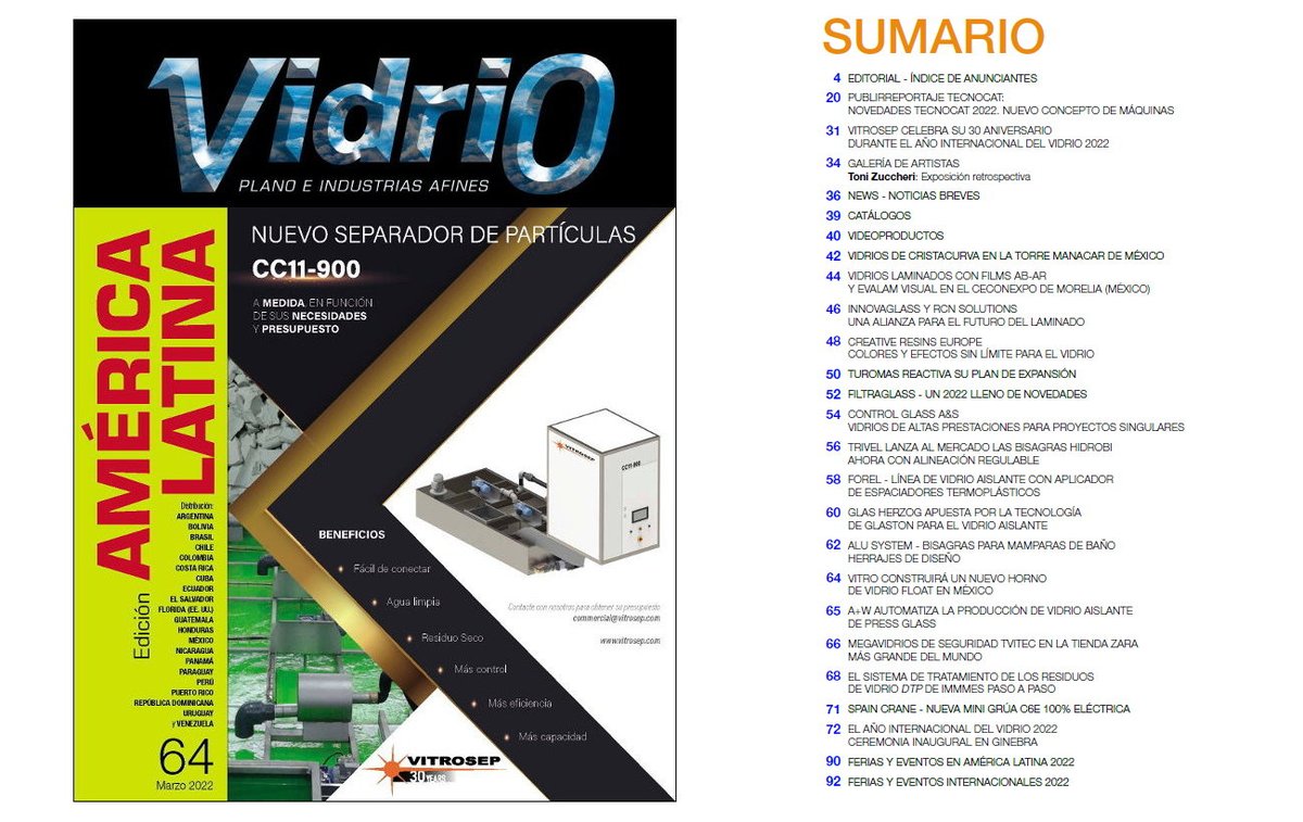 Vidrioperfil's tweet photo. Ya PUEDE LEER / You CAN NOW READ  Revista del VIDRIO PLANO América Latina  @vitrosep  @turomas  @ControlGlass  @Vidrio_arquitec  @TvitecGlass  @IMMMES @GlastonCorp  @pomdi  @TecglassS  @Keraglass_ 
https://t.co/5W15VpJOcG https://t.co/mbydw6efUj