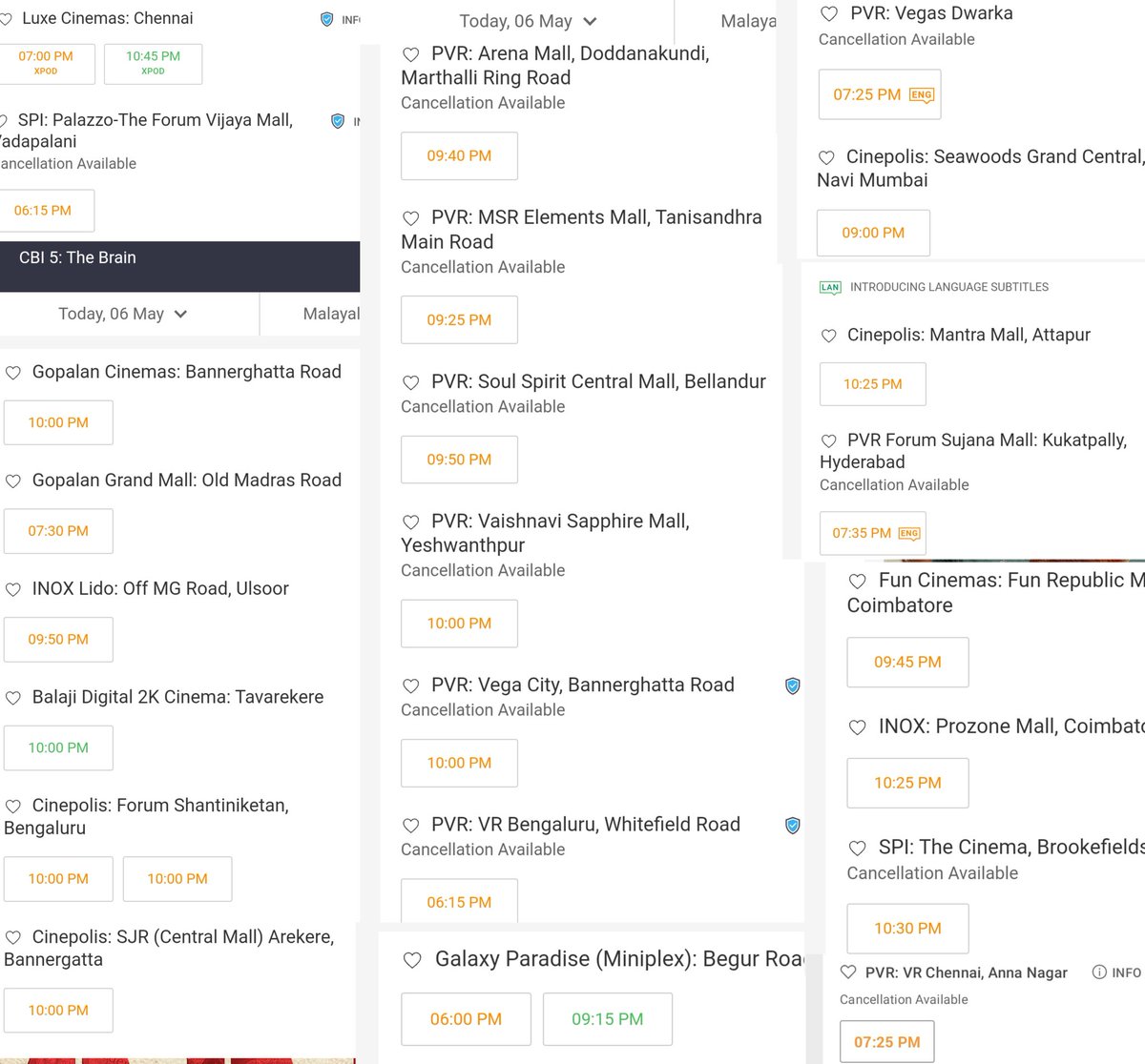 Today's Booking at Rest of india 😍

#CBI5TheBrain #NowInCinemas 
#Mammootty #swargachithra