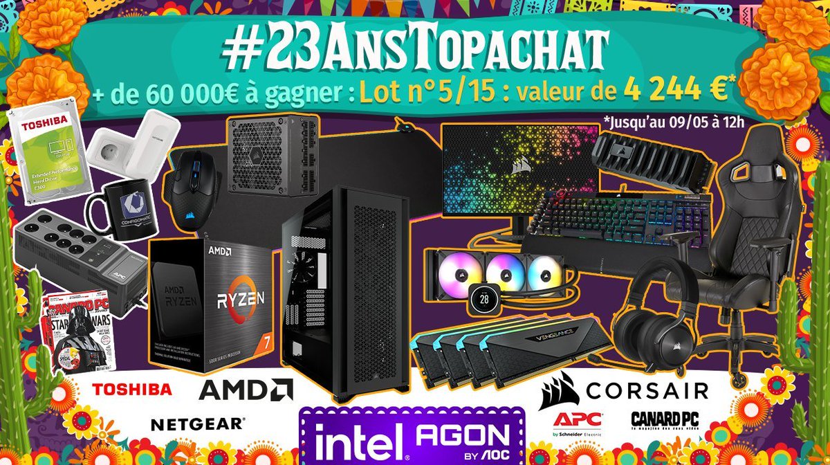 TopAchat's tweet photo. @AMD_France @CORSAIRFRA 🎁 #23AnsTopAchat
Si tu n'as pas encore participé au #Lot5 c'est le moment !
Tirage au sort à midi !
GO GO #RT !
https://t.co/aIvXXNhjTH https://t.co/vMuJ31H43l