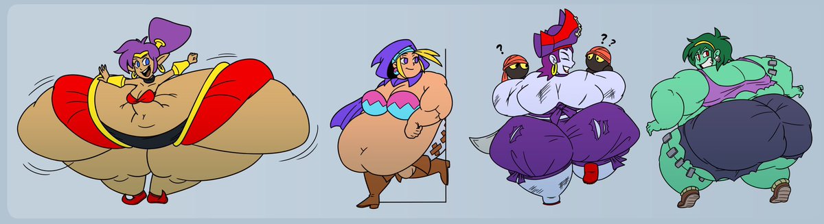 lostunknowfa's tweet photo. Here’s a sequence of the Shantae characters getting fat, they were made by bonusart. (1/2) https://t.co/EQysbNZqhX