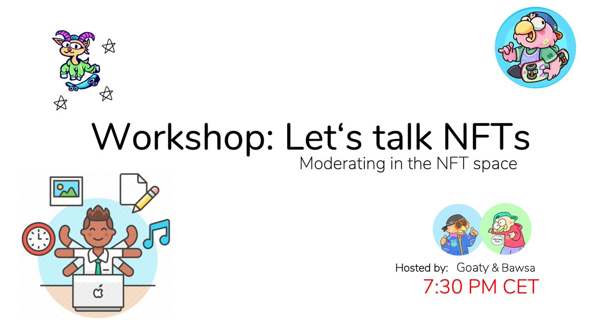 If you are in @SkaterBirdsNFT we will make sure you that you get the best education possible to start your way in the space.
Last week we hosted a session about finding good NFT projects, today we will talk about moderating in the pace! tune in me and @nftbawsa and join us today