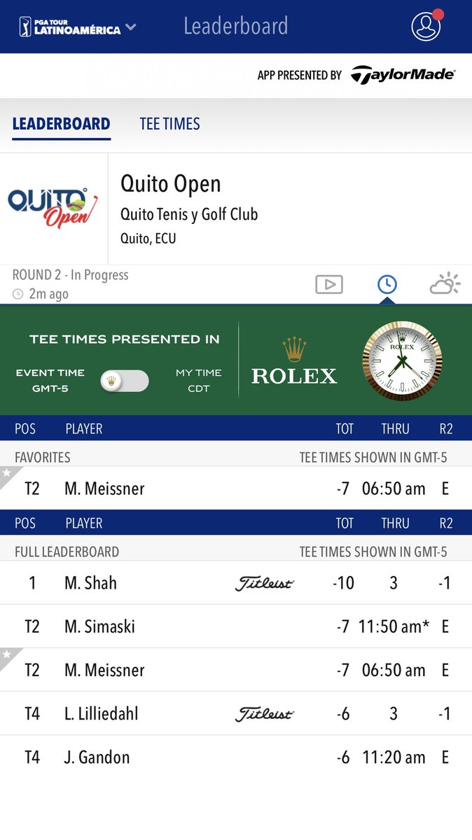 RiceMGolf's tweet photo. @mmeissner11 opens up with a 7 under 65 in Quito on the @PGATOURLA . Keep that freight train going bud!! #inposition #lockedin #greatspeed #cantlose https://t.co/nioWOC1Wyq