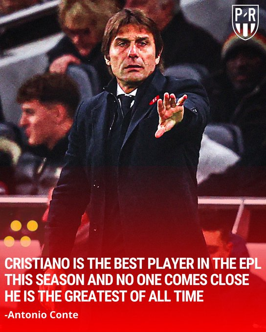 prfootbalI's tweet photo. 🗣️Antonio Conte : Cristiano Ronaldo is the best player in EPL this season https://t.co/JBiGoJ6LH1