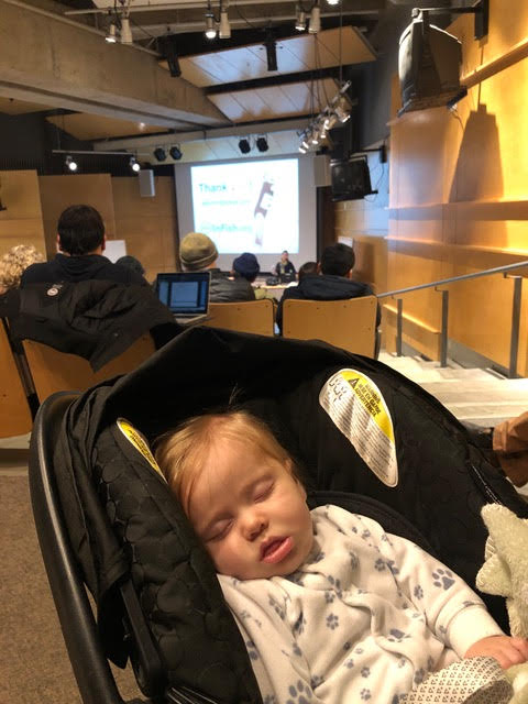 usgs_climate's tweet photo. #MothersDay: Abby Lynch, Fish Biologist at the National CASC, reminds #MomsInScience “all you can do is the best you can do and that is the best for your family and your science.” Including bringing your baby to your lecture! Future scientist, perhaps? 😀#ActualLivingScientist https://t.co/82xUSJbEGg