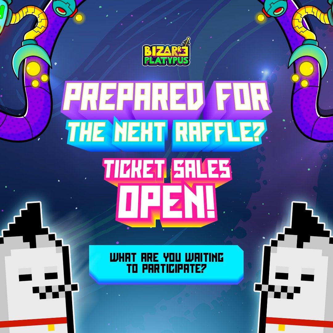 BizarrePlatypus's tweet photo. Platypus Gang!! 🛸
READY?
CLEVER?
ALREADY!🚀
TICKET SALES OPEN!🔥🔥

@peskypenguins

https://t.co/O2JAqjql3t

Post your BP here, we’d like to meet them!🤩
#NFTCommunity #Solana #SolanaNFT #BizarrePlatypus https://t.co/6z55TT3KcC