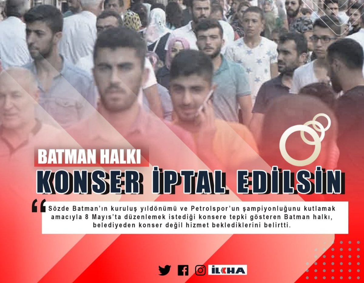MSerifDurmaz's tweet photo. Batman Petrol'ün şampiyonluk kutlaması için getirilmek istenen şarkıcı, müslüman halkımızın değerlerini yansıtmıyor. Bunun için halkımız ifsada yol açacağı belli olan konserin iptal edilmesini istiyor.

Ey yetkililer! Israrınızdan vazgeçin ve derhal ifsat edici #KonseriİptalEdin! https://t.co/AFgKxqWkqt