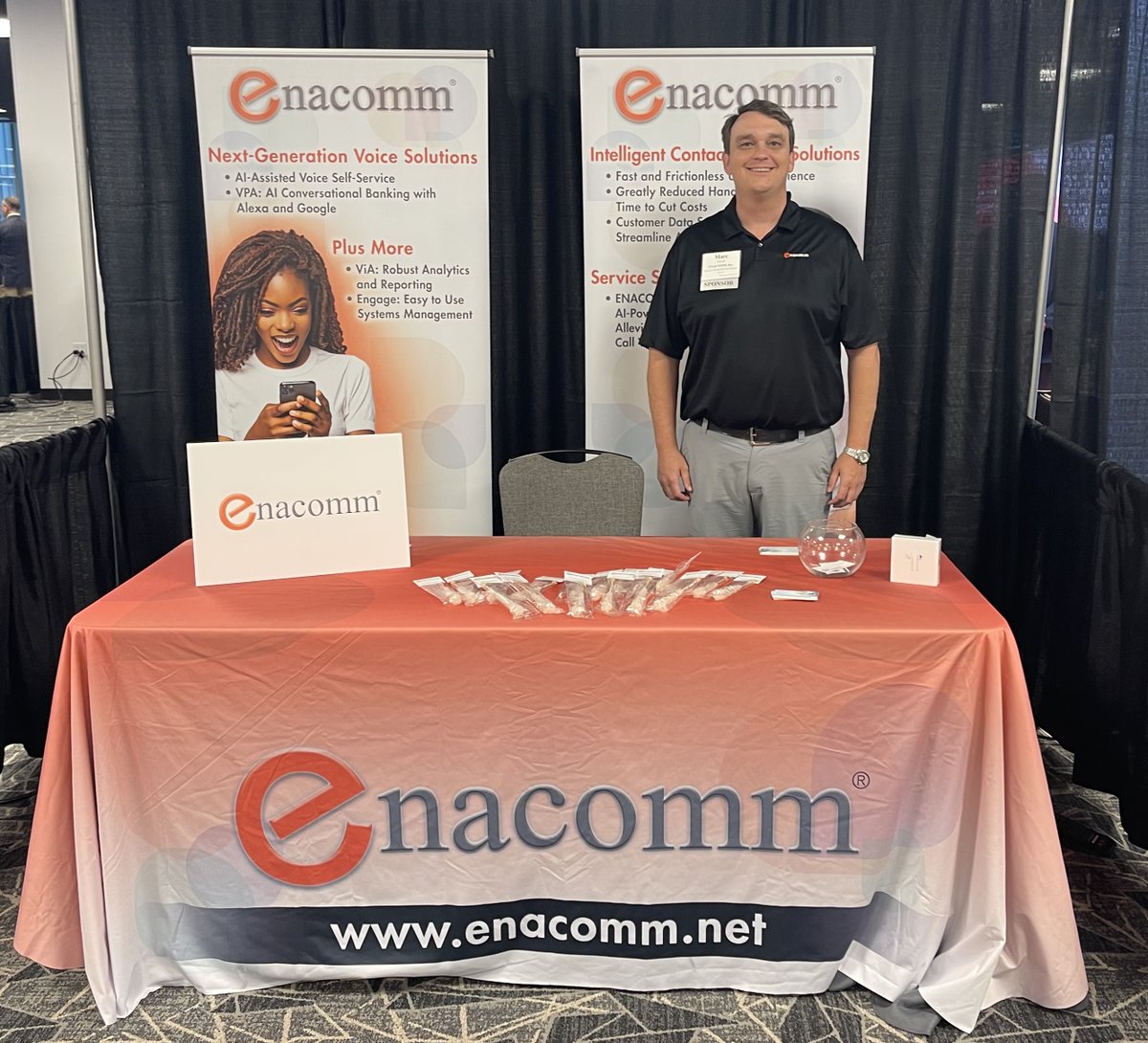 ENACOMM's tweet photo. We're at EXPERIENCE @Fin_X_Tech in Austin! Stop by booth 4⃣3⃣ to find out how you can elevate your customer service experience AND to enter our drawing for Apple AirPods! #CX #financialservices #fintech #finserv #financialtechnology #financial #digitalbanking #FXT22 https://t.co/79CsxBvtqi