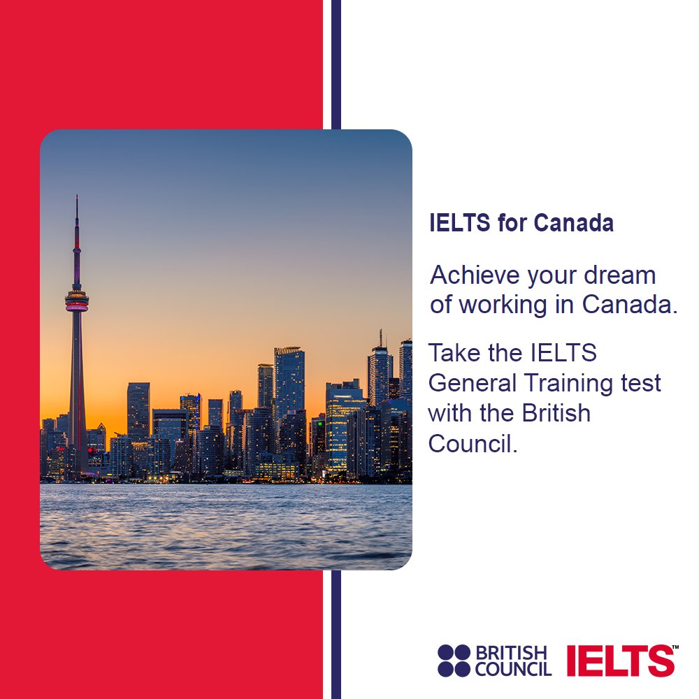 caBritish's tweet photo. The IELTS General Training test fulfills the requirements of Immigration, Refugees and Citizenship Canada (IRCC) when applying for a work visa.
Book your test today! https://t.co/xlHEJtu40K
#ExploreWithBritishCouncil #BringTomorrowCloser #ielts #canada https://t.co/MmAGPoCCdH