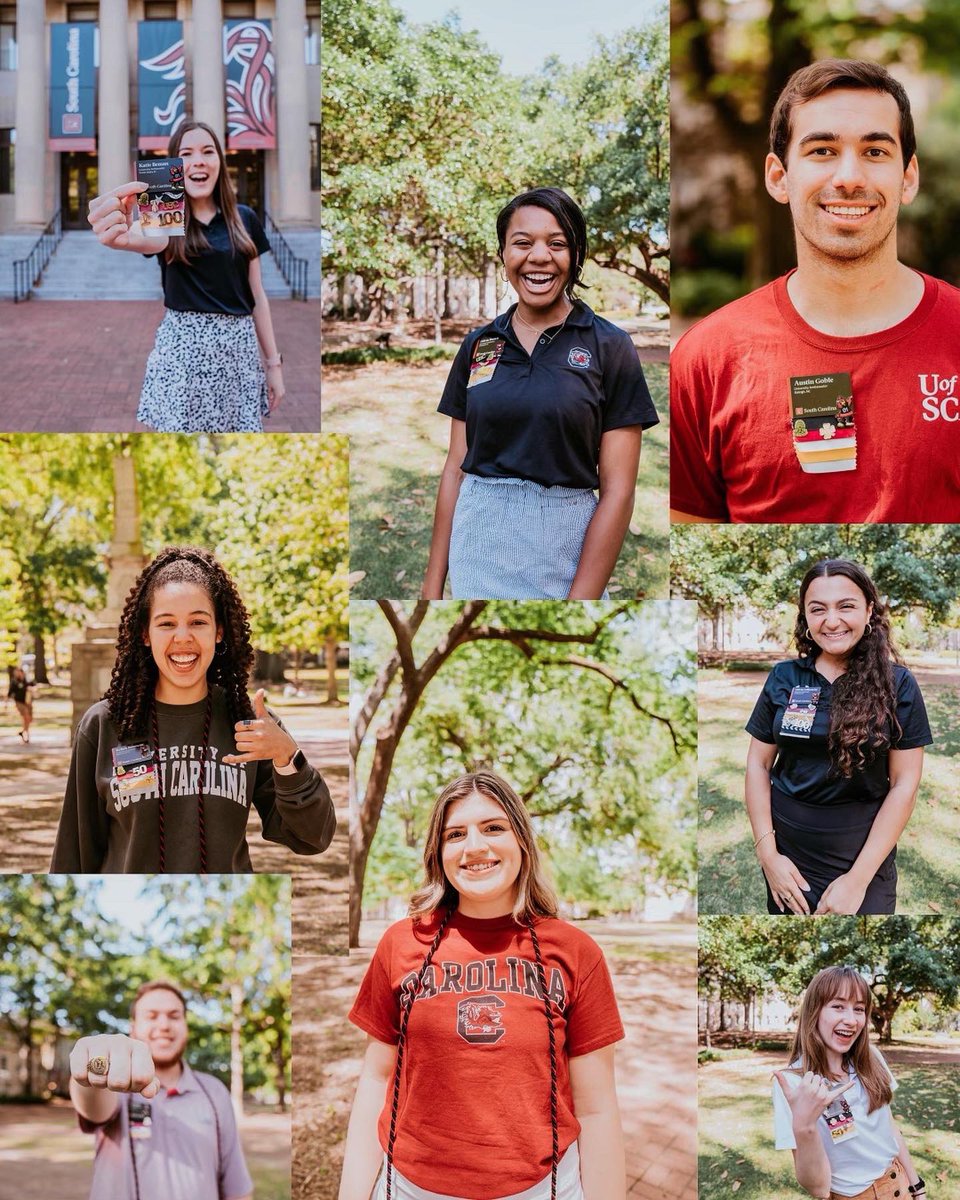VisitUofSC's tweet photo. Happy Commencement weekend to our graduating ambassadors! 🎓 We can’t thank you enough for constantly sharing your love of @uofsc with our visitors. We are going to miss you, but we know you’re off to do amazing things! https://t.co/Zq8VUoE4jc