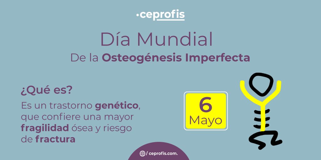 CE_PRO_FIS's tweet photo. ➡️Sabías que cada 6 de mayo, se #conmemora el día mundial de osteogénesis imperfecta😐 
Esta es una #patología poco común que mucho guerreros batallan💪 #ceprofis se une a concientizar, la empatía y el cuido profesional de los pacientes.👏💜
#whatsApp:  8371-6578 https://t.co/zfCabuRnL3