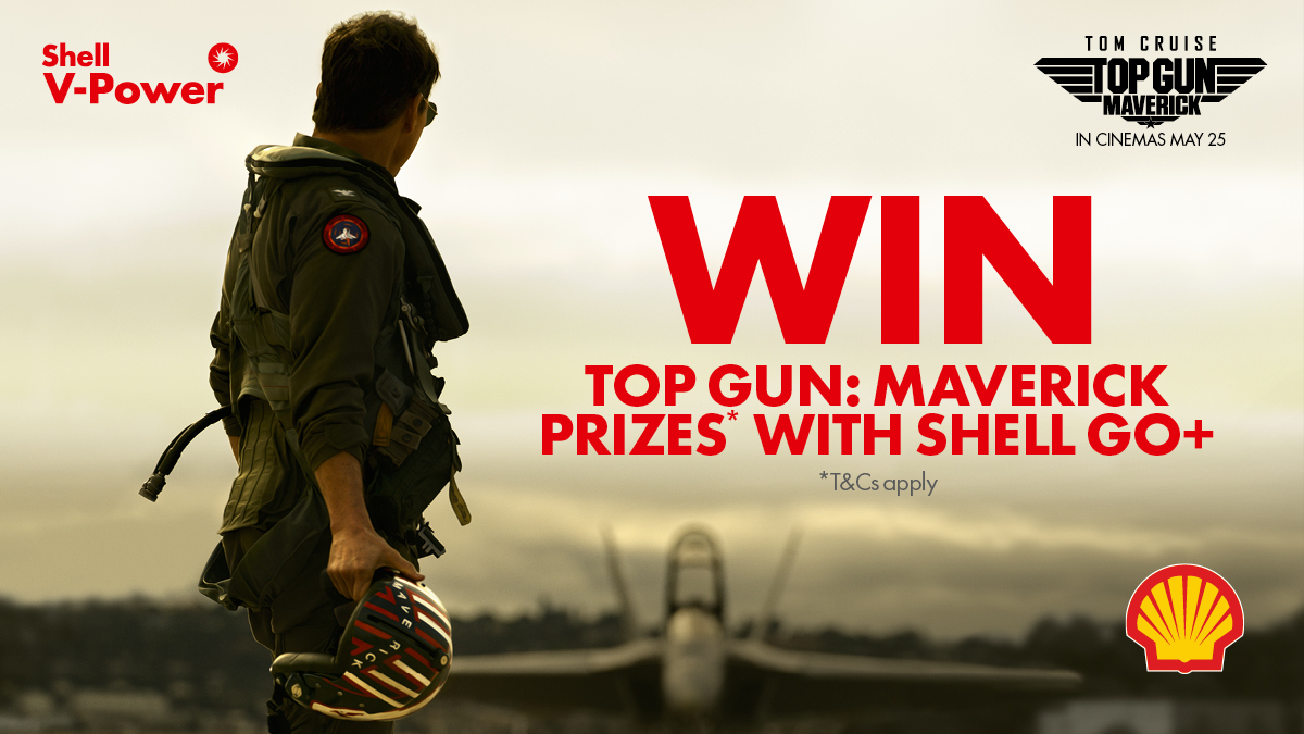 Visit a participating Shell Service Station, choose Shell V-Power, and collect a game card to enter for a chance to win some epic Top Gun: Maverick prizes. Make sure you are a Shell Go+ member to take part! Ts&amp;Cs Apply.
For more: go.shell.com/3P2DtAn