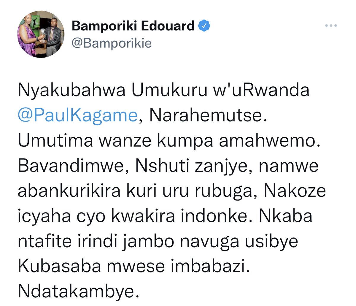 IGIHE's tweet photo. Bamporiki Edouard wahoze ari Umunyamabanga wa Leta muri MYCULTURE, yemeye ko yakoze icyaha cyo kwakira indonke, asaba imbabazi Umukuru w’Igihugu n’Abanyarwanda bose. https://t.co/176ssnPMXj