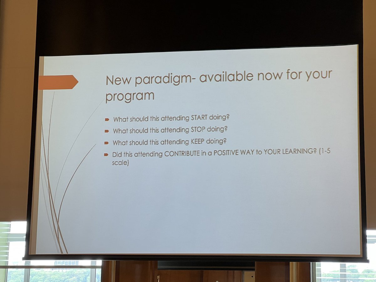 ledje's tweet photo. Dr Crowe, presenting our new assessment of faculty form. It’s just 4 questions and it is very well received. What to start, what to stop, what to keep doing. Did this attending contribute in a positive way to your learning? @uc_health @UCincyMedicine #UCGMEBootcamp https://t.co/uutXFibpI6