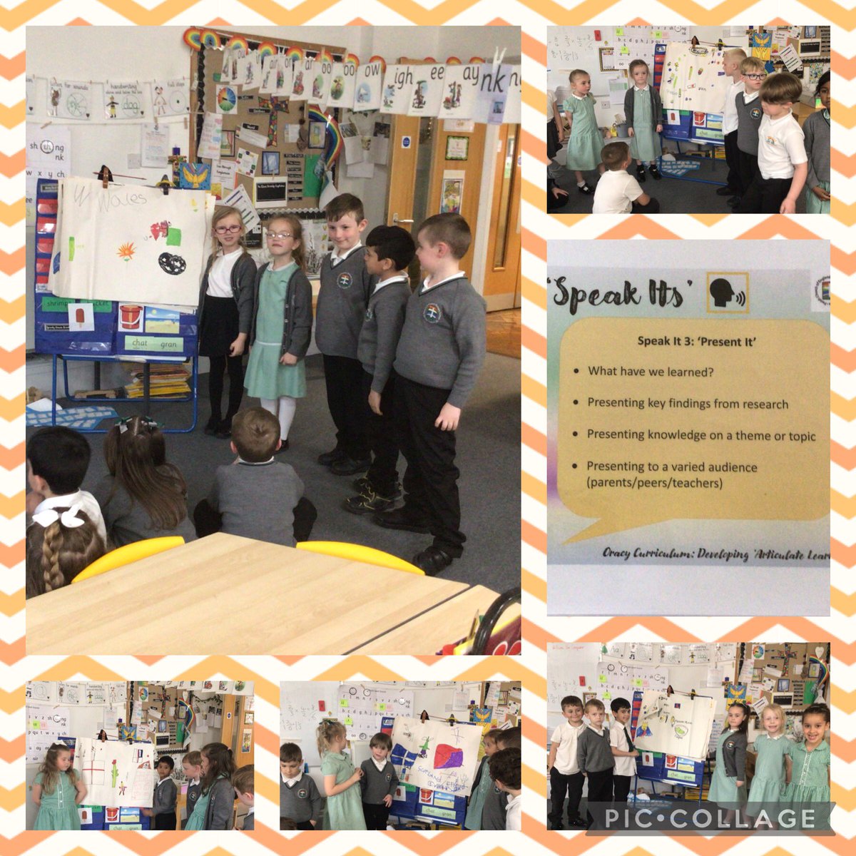 This afternoon Year 1 worked in groups to complete their geography exit task. They created fact-filled posters about the U.K. before sharing their information using the ‘Present It’ Speak It. @MrsChapman30313 and I were very impressed.😊 @parishschool1 #ParishGeographers