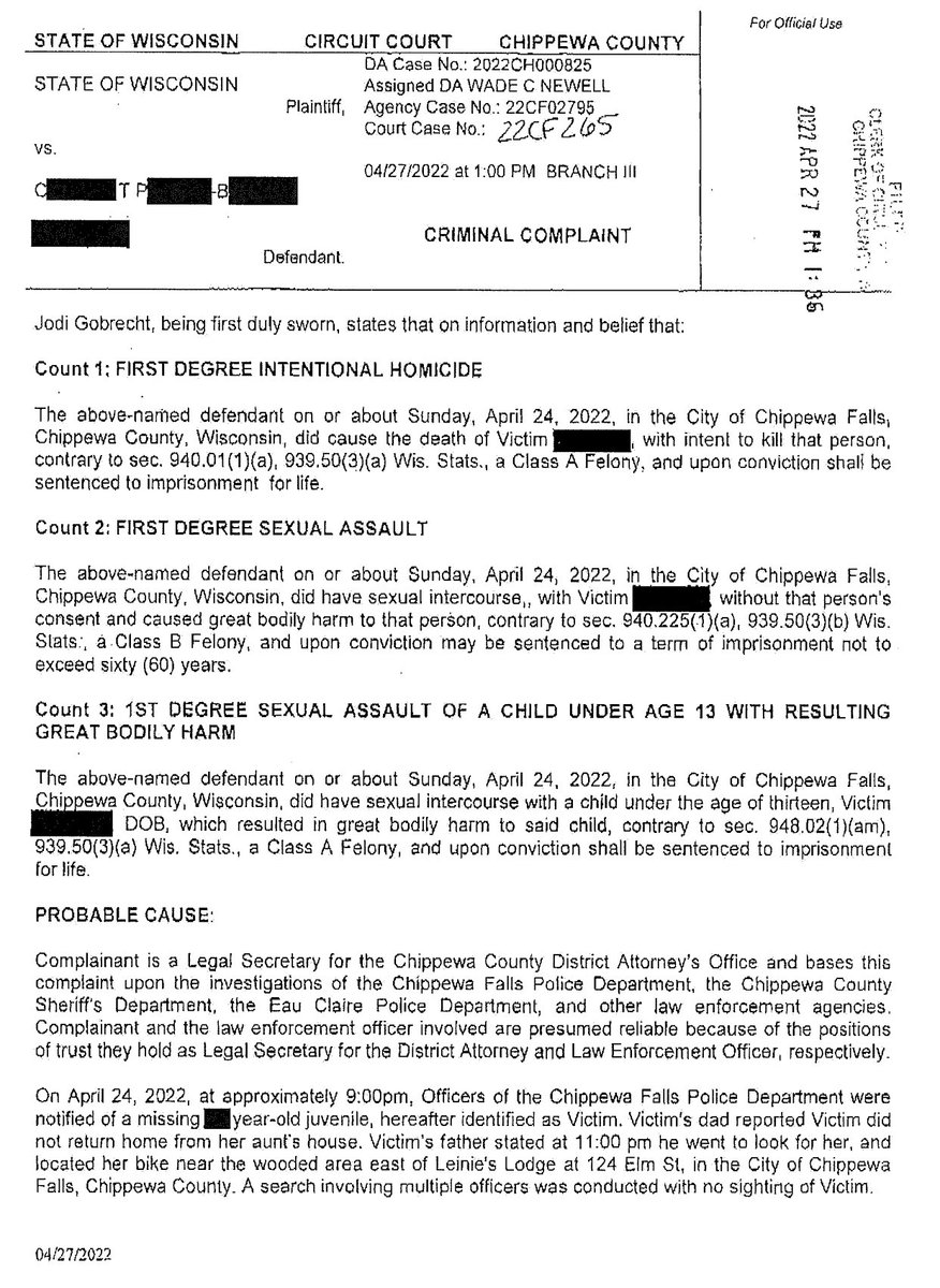 ChasingPaper89's tweet photo. Warning Graphic: The Criminal Complaint against #CarsonBerger for the sexual assault, and murder of #LilyPeters. She had bitemarks on her buttocks... https://t.co/ubuhy6TrY1