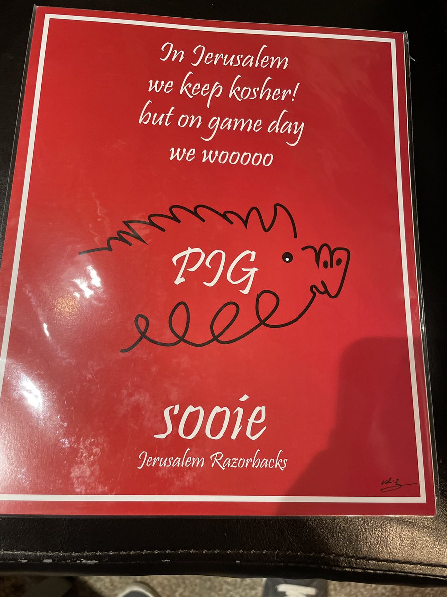 Alex_Day14's tweet photo. Check out what my grandmother found at a market while on a visit to Jerusalem (The Holy Land).  The Hogs are blessed this year gang… https://t.co/dSs472TmVe