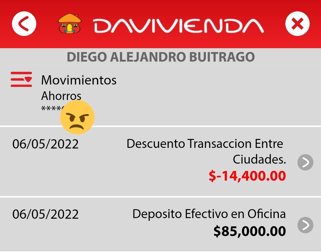AleGar1089's tweet photo. Es un abuso que @Davivienda cobre 14.400 pesos de comisión por una transferencia desde una de sus oficinas en Pereira a mi cuenta de ahorros.

Es un servicio en el mismo país y que en este caso me quitaron el 17% del valor consignado.

@SFCsupervisor esto es un cobro desmedido https://t.co/2xuDps4qcy